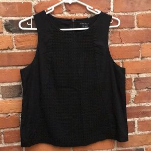 Theory Black Eyelet Top Size L